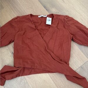 NWT Abercrombie teracotta tie waist crop top